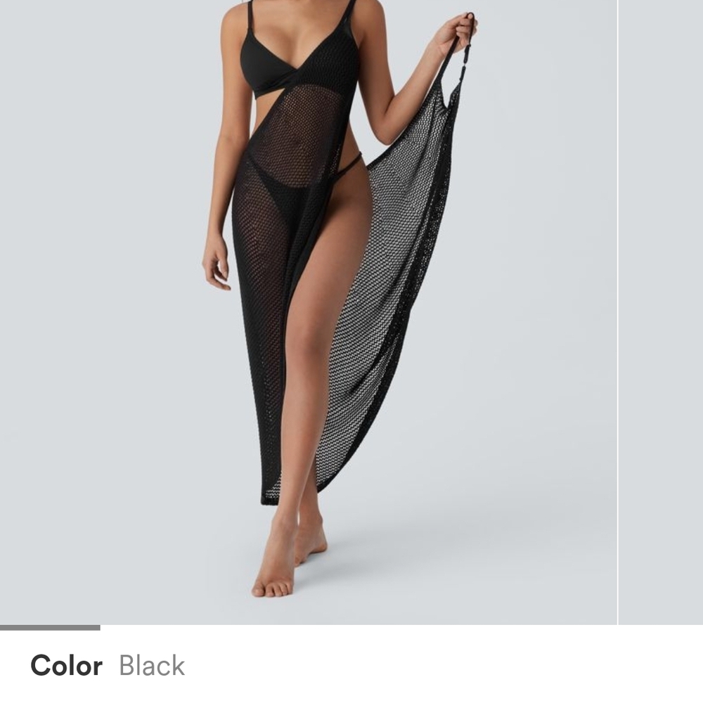 HALARA Black Mesh Swim Cover-Up